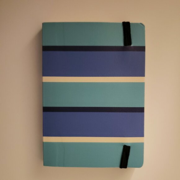 Studio C Mini Notebook Notepad Teal Blue Striped Elastic Lined Journal 100 Sheet - Picture 2 of 8